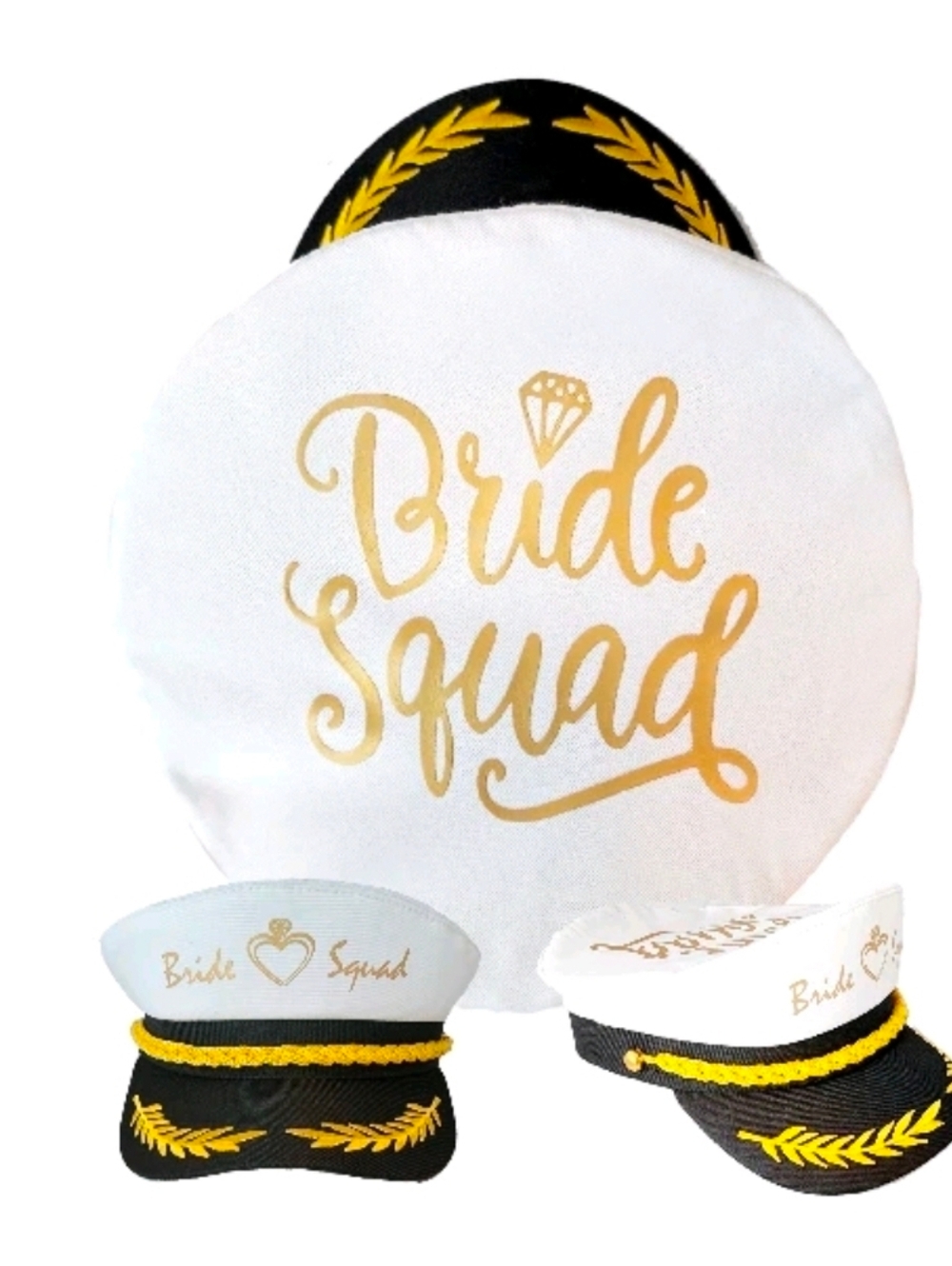 Bride Squad White and Gold Matte Sailor Hats - Bachelorette Party Set